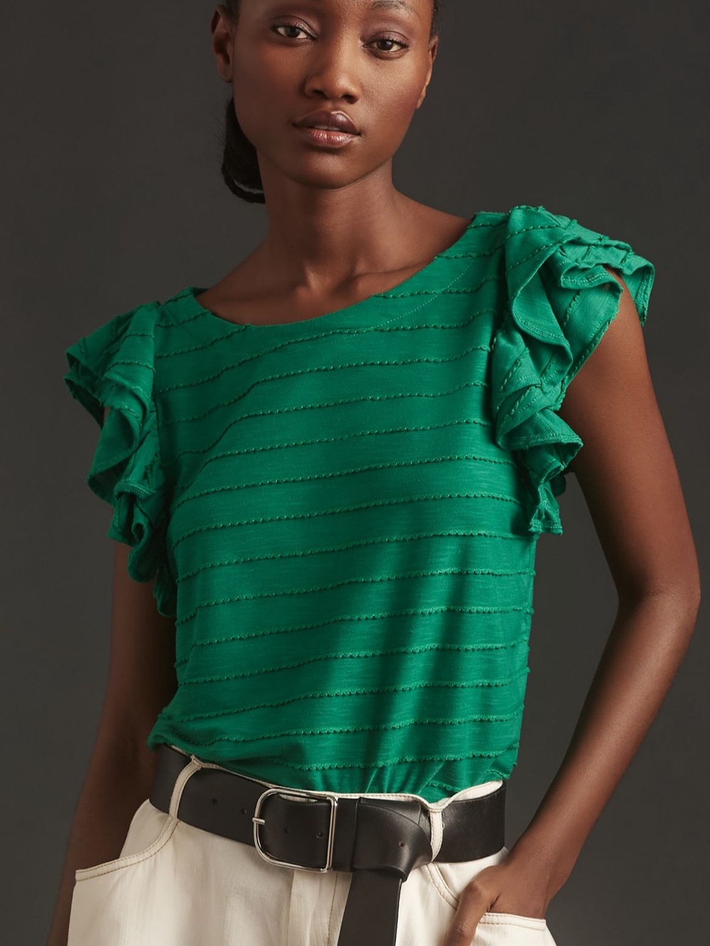 NWT Pilcro by Anthropologie Flutter-Sleeve Top Size Small